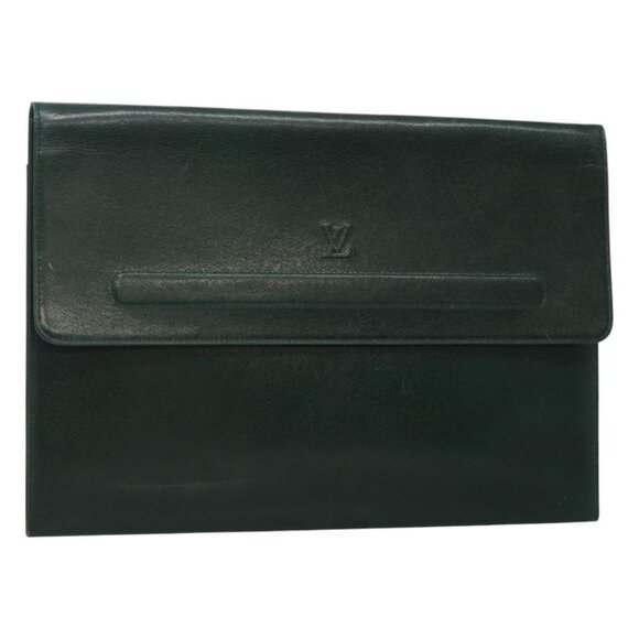 LOUIS VUITTON Taiga Posh Papier Clutch Bag Epicea LV Auth - Picture 1 of 16